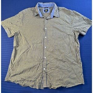 Lee Mens Yellow Black Gingham Check Stretch Regular Fit Button Up Shirt Size 2XL